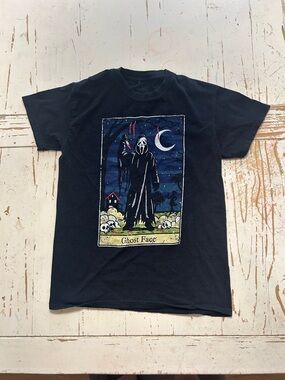 Black 'Ghost Face' Short-Sleeve Graphic Tee